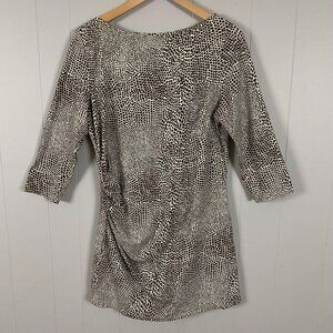 J McLaughlin Animal Leopard Print Dress Women's Large Ruched Sheath Stretch